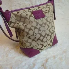 美品 COACH バッグ ショルダーバッグ キャンバス レザー トート