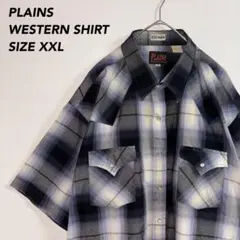 《オーバーサイズ》PLAINSウエスタンシャツチェックシャツXXL