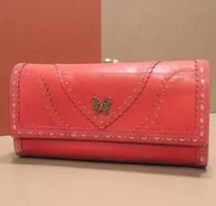 ANNA SUI アナスイ がま口長財布 レッド レザー蝶モチーフ花柄ライニングのサムネイル