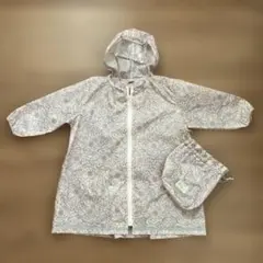 ぽこ様専用　petit main 花柄フード付きレインコート 収納袋付き