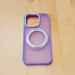 iPhone15pro 用ケース 360°回転スタンド マット感 ライトパープル