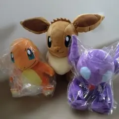 ポケモン　もふぐっとぬいぐるみ　イーブイ　ヤミラミ　ヒトカゲ