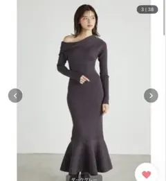 ペプラム ロングワンピース