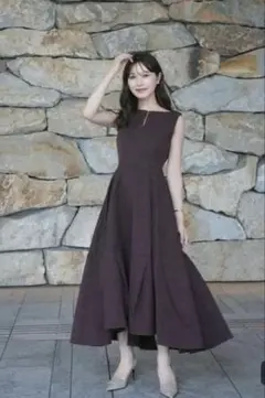 BLANC L'AUBE ノースリーブ ロングワンピース ブラウン