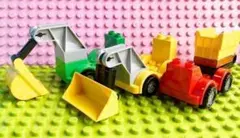 働く車3台セット　アンパンマンブロックラボ　レゴデュプロ互換品　ショベル　ブルのサムネイル