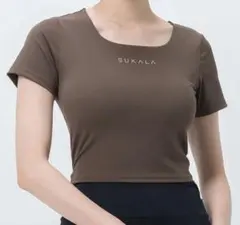 【新品】SUKALA カップ付きワンフィットクロスTee ブラウン M