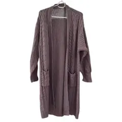 レディース　ケーブル編みロングニットカーディガン