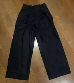 ユニクロ　リネンコットンワイドストレートパンツ Mサイズ　ネイビー