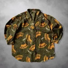 希少 00s vintage 総柄シャツ 扇子 y2k 平成 大人気 古着