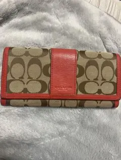 COACH 長財布 ブラウン/レッド