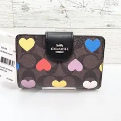 【新品未使用】COACH CP418 二つ折り財布 ダークブラウン