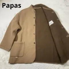 パパス/冬用 ダブルフェイス 高級メリノウール素材 ハーフコート キャメル L