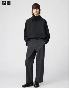 グレー ワイドパンツ