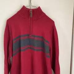 eddie bauer ハーフジップ　コットンニット　ハイネック　セーター