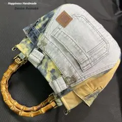 ふんわりトート バンブーバッグ▸︎▹︎デニムリメイク▸︎▹︎ハンドメイド ショルダー紐付のサムネイル