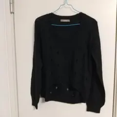 LOWRYS FARM 黒 ダメージ加工 長袖ニットセーター M