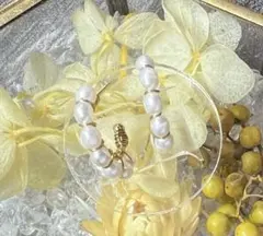 P21 淡水パール　シルプルサークル　ゴールド　ピアス