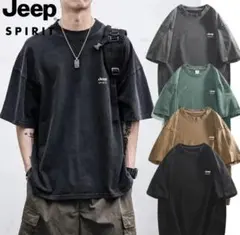Jeep ロゴ半袖 Tshirt ウォッシュ 人気 ユニセックスのサムネイル