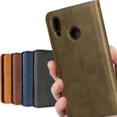 新品 P20 lite ケース 手帳型 スマホケース 落ち着いた色 カーキ