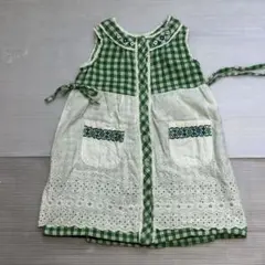 プチジャム　ギンガムチェック 刺繍 ノースリーブ ワンピース　110サイズのサムネイル
