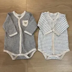 ベビー 長袖ロンパース 肌着セット70 前開き 春 秋 冬