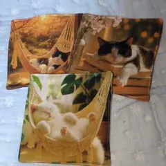 ガーゼハンカチ3枚セットパネル猫ハンドメイド