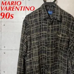 90s MARIO VALENTINO 長袖 ポリシャツ チェックシャツ レトロのサムネイル