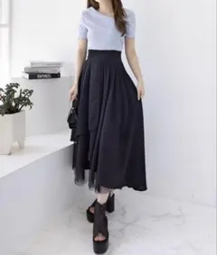 Clear チュールドッキングアシンメトリースカート