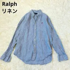 Ralphラルフローレン　リネン100% ストライプ　シャツ　長袖