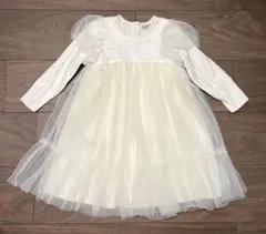 プティマイン　チュールパフワンピース　アイボリー　100
