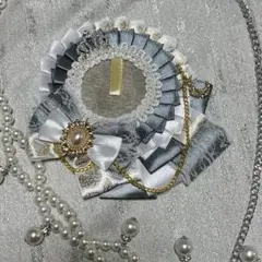 【 No.10 グレー × 白 】 色違い◎ 痛ロゼット ハンドメイド