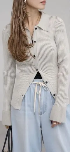 襟付　リブ　ニット　新品　ボンジュールサガン