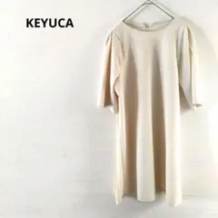 KEYUCA　ひざ丈ワンピース　半袖　ひざ丈　 クリーム　F