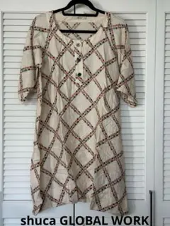 shuca GLOBAL WORK 花柄半袖チュニック・ワンピース