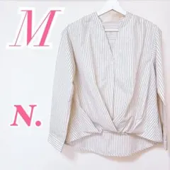N. エヌドット ストライプ柄 長袖ブラウス ホワイトベージュ M 春秋コーデのサムネイル