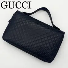 GUCCI オーガナイザー　長財布　マイクロGG　レザー　ネイビーのサムネイル