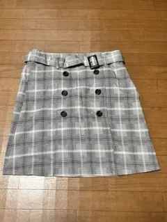 INGNI チェック柄タイトスカート グレー ダブルボタン