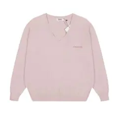 GROVE ピンク Vネック 長袖ニット