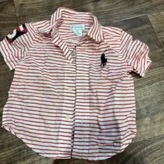 Ralph Lauren 半袖シャツ 12M 赤白ストライプ