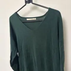 Melrose Claire ダークグリーン Vネック 長袖ニット レディースのサムネイル