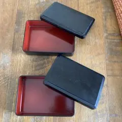 黒と赤の2段重ね木製お重