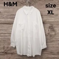 H&M L.O.G.G. リネン混 オーバーサイズシャツ 白 XL ゆったり