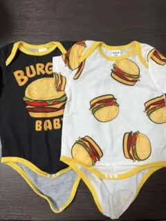 ハンバーガー柄ロンパース2枚セット