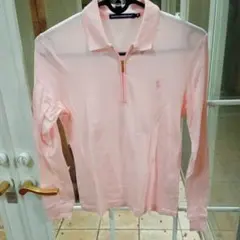 Ralph Lauren Golf M ピンクストライプポロシャツ　　 長袖