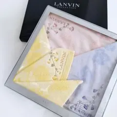 [新品]　LANVIN　COLLECTION♡花柄刺繍タオルハンカチ3枚セット♡