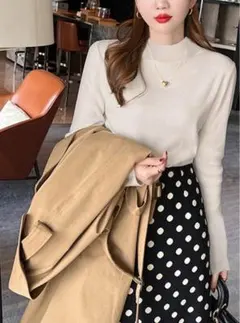 GRL カシミヤタッチハイネックニットトップス[cu233] オフベージュ