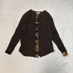 빈티지 도트 패턴 블라우스 긴팔 레트로 블랙 개성파 헌 옷