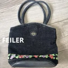FEILER フェイラー ハンドバッグ 花柄 黒