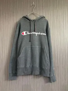 US古着　チャンピオン　フード付きトレーナー　ダークグレー　S 　ユニセックス