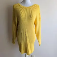 ZARA　イエロー リブニット 長袖 ワンピース